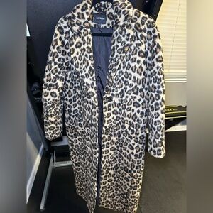 Express Leopard Print Teddy Jacket